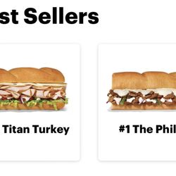 Subway Restaurants - Best sellers