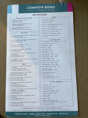 Menu photo 5 Common Bond Bistro & Bakery - City Place Spring, TX