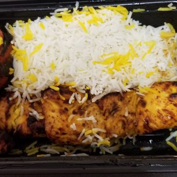 Kabob On the Cliff - Chicken breast kabob with rice - Chicken is good. Rice was not good. Ask for bread and their white sauce! - Persian/Iranian Near Me - Cliffside Park, New Jersey