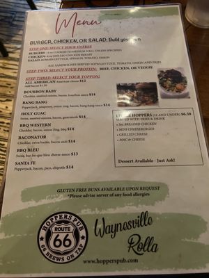 Menu photo 1 Hoppers Pub Waynesville, MO