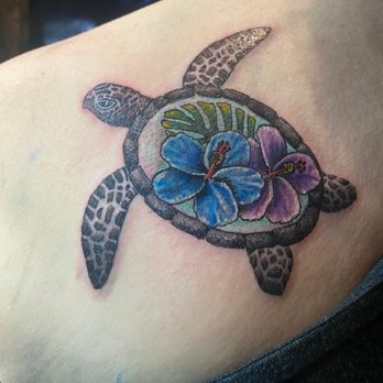 Kulture Tattoo Kollective - wife's colorful honu - Tattoo Near Me - Hanapepe, Hawaii