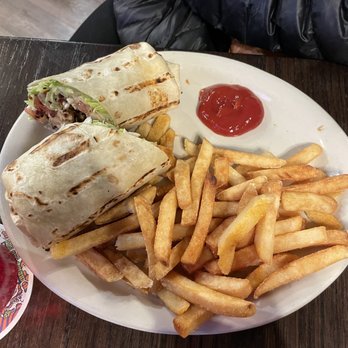 Union Jack Pub - California chicken wrap with side of fries - Pizza Near Me - Indianapolis, Indiana Union Jack Pub - California chicken wrap with side of fries - Pizza Near Me - Indianapolis, Indiana