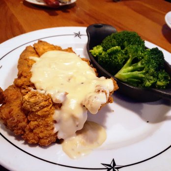 Saltgrass Steak House - Chicken fried chicken with steamed broccoli from Saltgrass, Conroe. - Steakhouses Near Me - Conroe, Texas Saltgrass Steak House - Chicken fried chicken with steamed broccoli from Saltgrass, Conroe. - Steakhouses Near Me - Conroe, Texas
