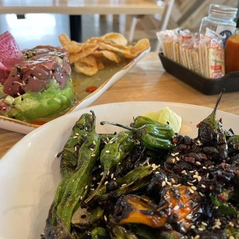 Seaside Oyster Bar - Shishito peppers and tuna tartare, with 2 bites missing before the camera came out. - Seafood Near Me - Suwanee, Georgia Seaside Oyster Bar - Shishito peppers and tuna tartare, with 2 bites missing before the camera came out. - Seafood Near Me - Suwanee, Georgia