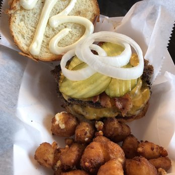Beth's Burger Bar - Double bacon cheese burger with cheese curds - American Near Me - Orlando, Florida Beth's Burger Bar - Double bacon cheese burger with cheese curds - American Near Me - Orlando, Florida