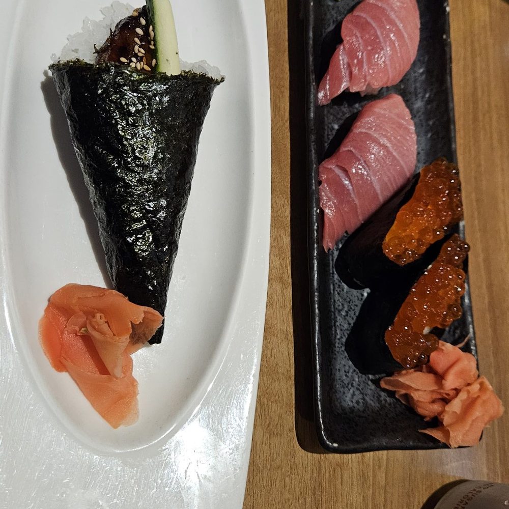 Matsuri - Unagi hand roll, along with Toro sushi, Ikura Sushi & a trio of hamachi, tuna & salmon. - Japanese Near Me - Coral Terrace, Florida
