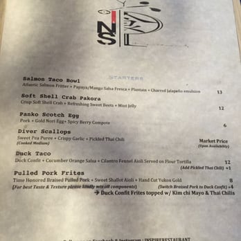 Inspire Restaurant - menu front - Asian Fusion Near Me - Markham, Ontario