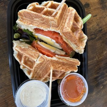 Croffle Craze Cafe - Smoked Salmon Croffle Sandwich - Coffee & Tea Near Me - Redding, California