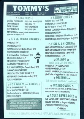 Menu photo 1 Tommy's Hamburgers Fort Worth, TX Menu photo 1 Tommy's Hamburgers Fort Worth, TX