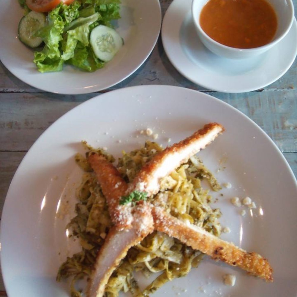 Satinka Naturals - Chicken Pesto Pasta with side salad and squash soup. - Farmers Market Near Me - Makati, NCR