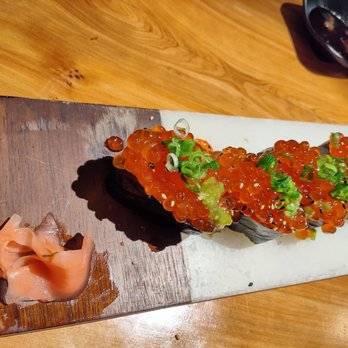 Go Sushi - Ikura Salmon Fish eggs, which I forgot to ask for raw quail eggs on top! DELICIOUS! Try to find a better tasting source of Omega-3!! - Sushi Bars Near Me - Flagstaff, Arizona