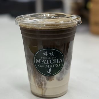 Matcha Cafe Maiko - Hojicha Latte with an upcharge $1.50 for Oatmilk - Coffee & Tea Near Me - New York, New York