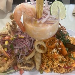 La Nueva Hispana - Triple Marino with Ceviche Mixto - Arroz Con Mariscos- Calamares fritos