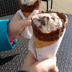 Gretna Gateway Outlet Village - Delicious Thornton's Ice Cream. Chocolate & Cookies n Cream in a chocolate dipped waffle cones