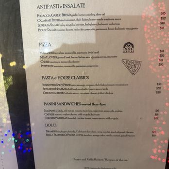 Bella Trattoria Italian Bistro - Festival lights menu - Italian Near Me - Riverside, California