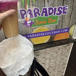 Paradise Juice Bar - Paradise Red Bull refresher, avocado toast, and a strawberry crepe