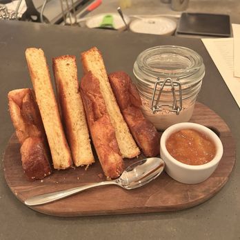 Pêche Restaurant - Foie Gras with Brioche and Peach Jam. - New American Near Me - Palisade, Colorado Pêche Restaurant - Foie Gras with Brioche and Peach Jam. - New American Near Me - Palisade, Colorado