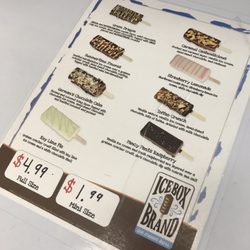 Interlochen EZ Mart - Top of the icebox with the menu listed on top