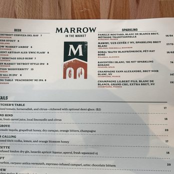 Marrow In The Market - Cocktail menu - Brasseries Near Me - Detroit, Michigan Marrow In The Market - Cocktail menu - Brasseries Near Me - Detroit, Michigan