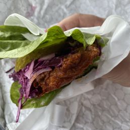 Nashville Hot W/ Lettuce Wrap.  The picture does not do it justice. It's truly a huge piece of chicken.
