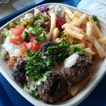 Falafel Stop - Grilled Kabob Plate ($11.93). - Falafel Near Me - Sunnyvale, California