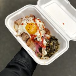 Pork belly + grits!