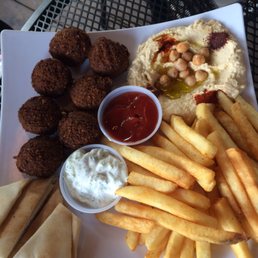 Habibi plate with extra falafel instead of dolmas.