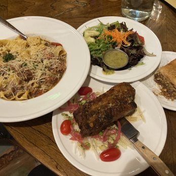 Balcony One - Smokey Rib Pappardelle, Bone In Bacon, House Salad with vinaigrette, Baklava - Cocktail Bars Near Me - Virgin, Utah