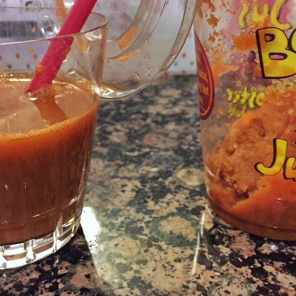 Booster Juice - Actual juice I got versus the pulp and extraneous fibre that was supposed to be filtered out. There were chunks of carrots and celery! - Juice Bars & Smoothies Near Me - Markham, Ontario