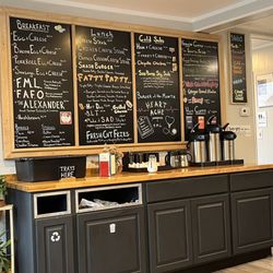 Sad Boyz - Menu and coffee bar inside.
