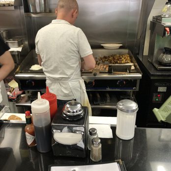Theo's Cozy Corner - Griddle view from counter - Breakfast & Brunch Near Me - Boston, Massachusetts