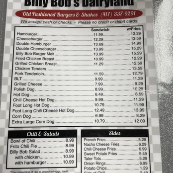 Billy Bob's Dairyland - Food menu - Burgers Near Me - Branson, Missouri Billy Bob's Dairyland - Food menu - Burgers Near Me - Branson, Missouri
