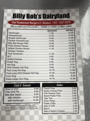 Menu photo 2 Billy Bob's Dairyland Branson, MO Menu photo 2 Billy Bob's Dairyland Branson, MO