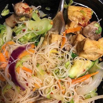 Asian Harbor - Close-up to show veggie detail. Zucchini, red onion, broccoli, mushroom that are NOT from a can. Yum :) - Asian Fusion Near Me - Indianapolis, Indiana
