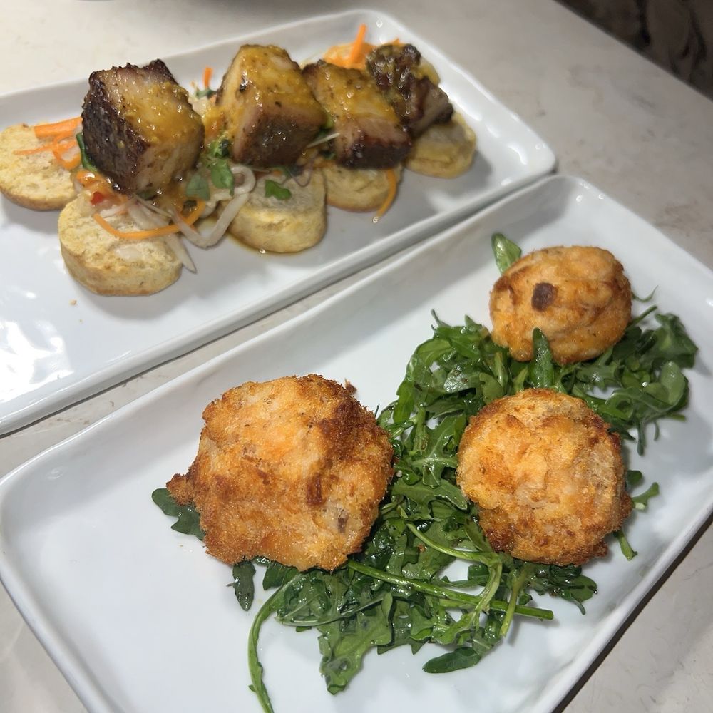 Dixiepura Kitchen - Pork belly(top) crab cakes (bottom) - Southern Near Me - Chicago, Illinois