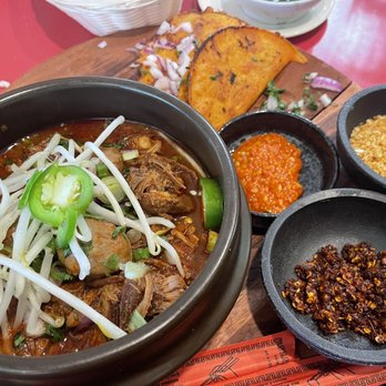 Lunas Fusion & Bar - Birria Pho & Tacos with fried garlic, chili oil & some crazy spicy Thai mashed pepper - Mexican Near Me - Redding, California Lunas Fusion & Bar - Birria Pho & Tacos with fried garlic, chili oil & some crazy spicy Thai mashed pepper - Mexican Near Me - Redding, California
