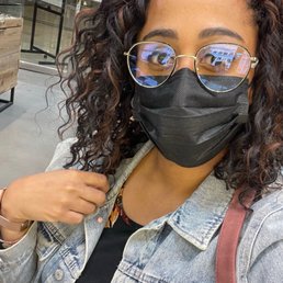 Inside store trying on glasses. Turned out to be my absolute favorite pair!
