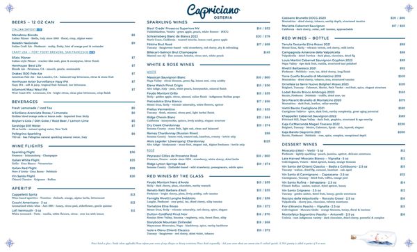 Menu photo 5 Capriciano Osteria Santa Rosa, CA Menu photo 5 Capriciano Osteria Santa Rosa, CA
