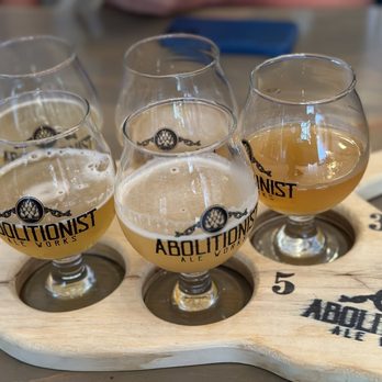Abolitionist Ale Works - Beer flight - Pizza Near Me - Charles Town, West Virginia Abolitionist Ale Works - Beer flight - Pizza Near Me - Charles Town, West Virginia