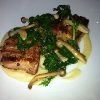 Barley Swine - Pork belly with pickled mushrooms and celery root purée. - New American Near Me - Austin, Texas Barley Swine - Pork belly with pickled mushrooms and celery root purée. - New American Near Me - Austin, Texas