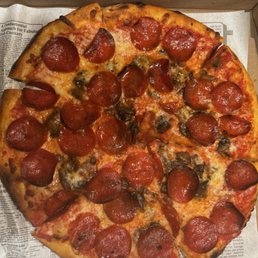 Pizza pepperoni and mushrooms