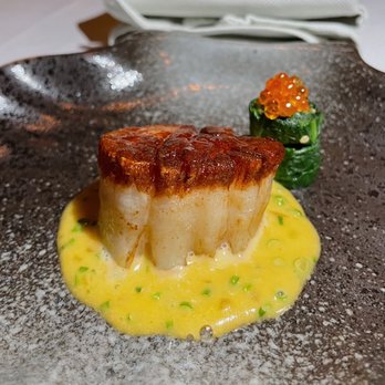 jeong - Seared Scallop. Beurre Blanc. Spinach. Trout Roe. Chives - Korean Near Me - Chicago, Illinois jeong - Seared Scallop. Beurre Blanc. Spinach. Trout Roe. Chives - Korean Near Me - Chicago, Illinois