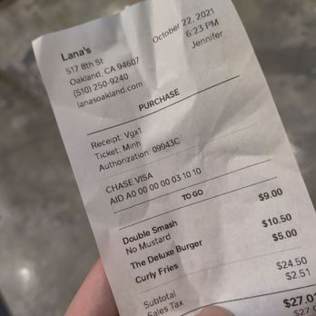 Lana’s - Receipt - Ice Cream & Frozen Yogurt Near Me - Oakland, California