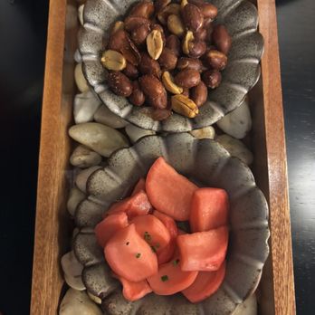 Cinnabar - Complimentary Pickled Radish and Peanuts for the table - Sushi Bars Near Me - Massapequa, New York