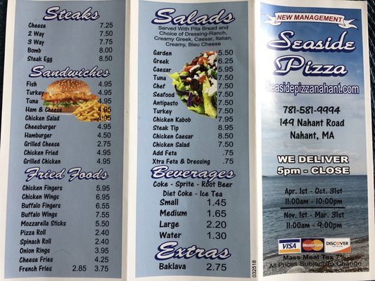 Menu photo 1 Seaside Pizza Nahant, MA Menu photo 1 Seaside Pizza Nahant, MA