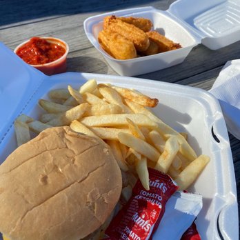 Country Cafe Pit Stop - Grilled chicken sandwich with a side of fries   Mozzarella sticks in the background - Desserts Near Me - Sperryville, Virginia