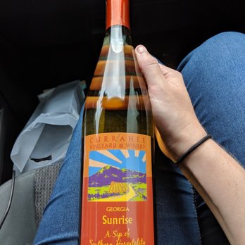 Currahee Vineyard and Winery - This is a white muscadine peach wine...yum! - Wine Tasting Room Near Me - Toccoa, Georgia