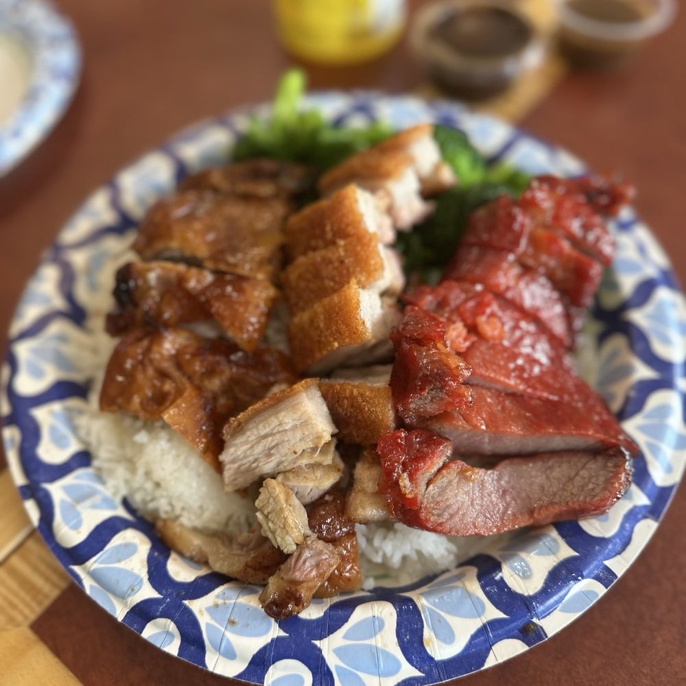 Uncle Henry - 3 meat plate: bbq pork, roast pork, roast duck - Asian Fusion Near Me - Denver, Colorado Uncle Henry - 3 meat plate: bbq pork, roast pork, roast duck - Asian Fusion Near Me - Denver, Colorado