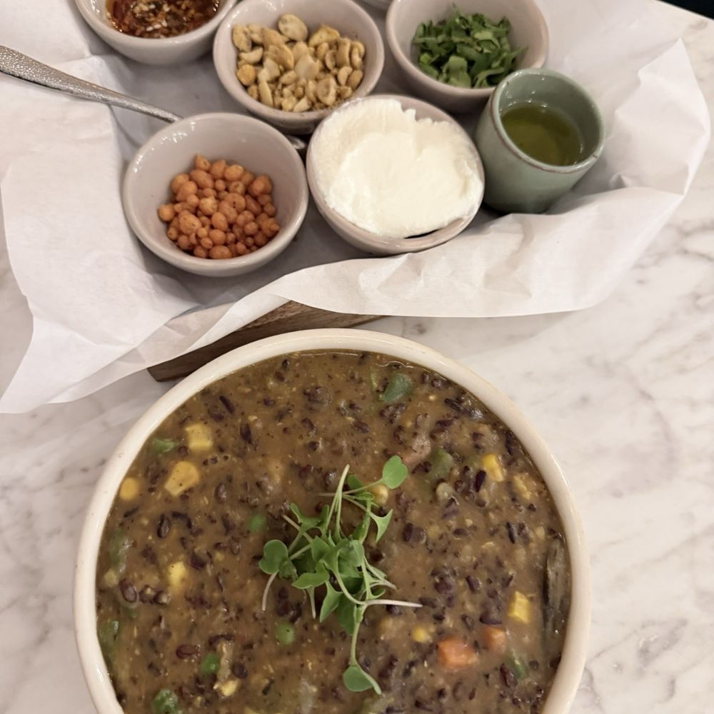 Safar By Karimi - Asamese Black Rice Khichadi with fixins - Halal Near Me - Cupertino, California Safar By Karimi - Asamese Black Rice Khichadi with fixins - Halal Near Me - Cupertino, California