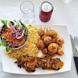 Restaurant O Cantinho - It looks like I ordered this tasty and filling platter again (chicken, potatoes, rice, and salad) and a Coke Zero